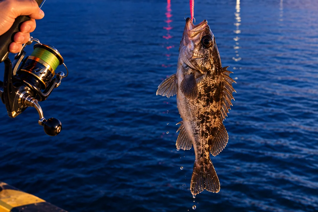 ナイトフィッシングで釣り上げた魚